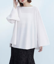 ビックシルエットフレアスリーブサマーニットプルオーバーsdpxyf9281b ホワイト