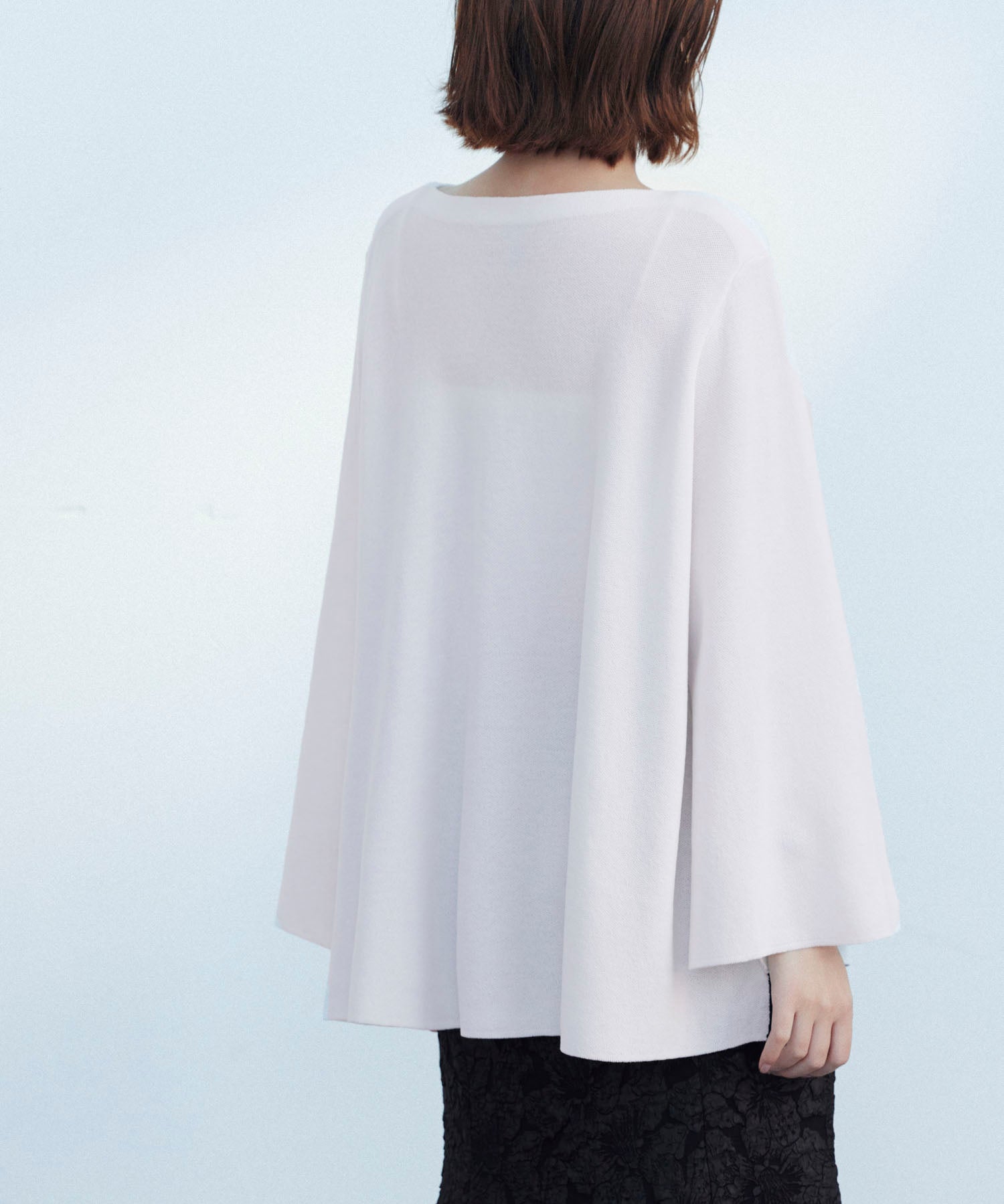 ビックシルエットフレアスリーブサマーニットプルオーバーsdpxyf9281b ホワイト