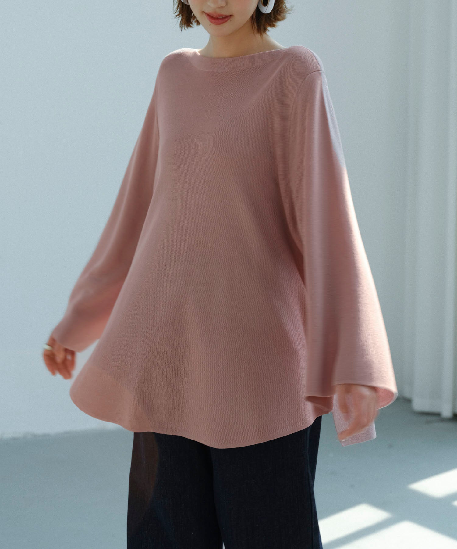 ビックシルエットフレアスリーブサマーニットプルオーバーsdpxyf9281b-103-26