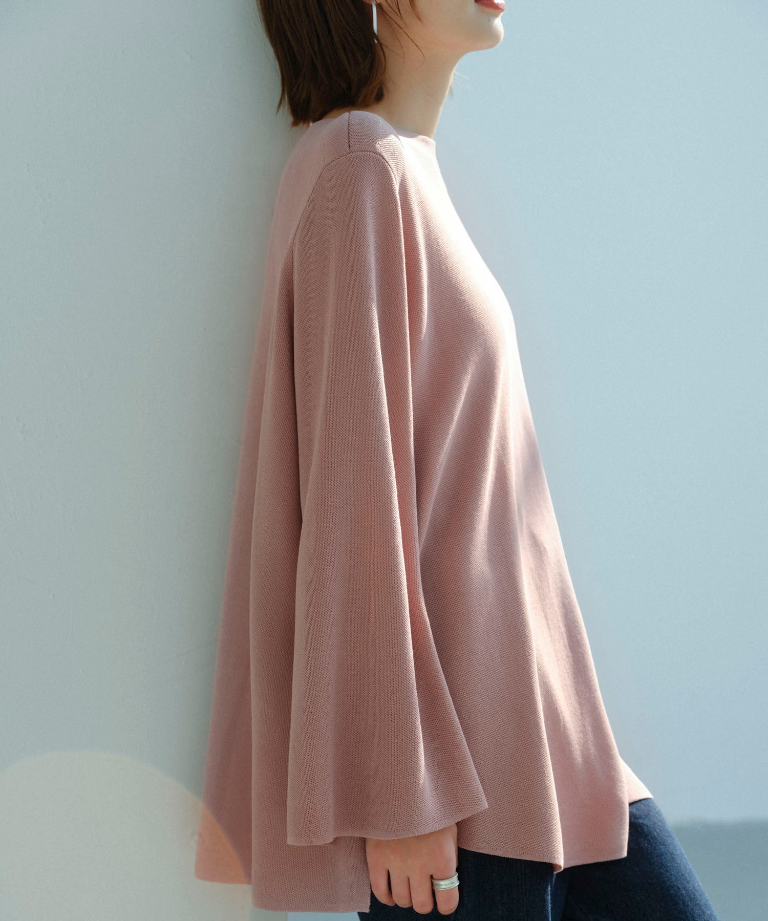 ビックシルエットフレアスリーブサマーニットプルオーバーsdpxyf9281b ピンク