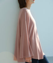 ビックシルエットフレアスリーブサマーニットプルオーバーsdpxyf9281b ピンク