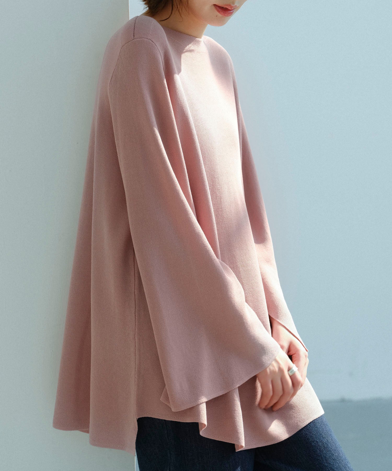 ビックシルエットフレアスリーブサマーニットプルオーバーsdpxyf9281b ピンク