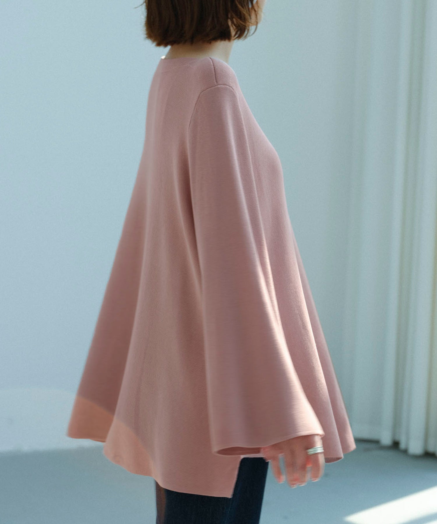 ビックシルエットフレアスリーブサマーニットプルオーバーsdpxyf9281b ピンク