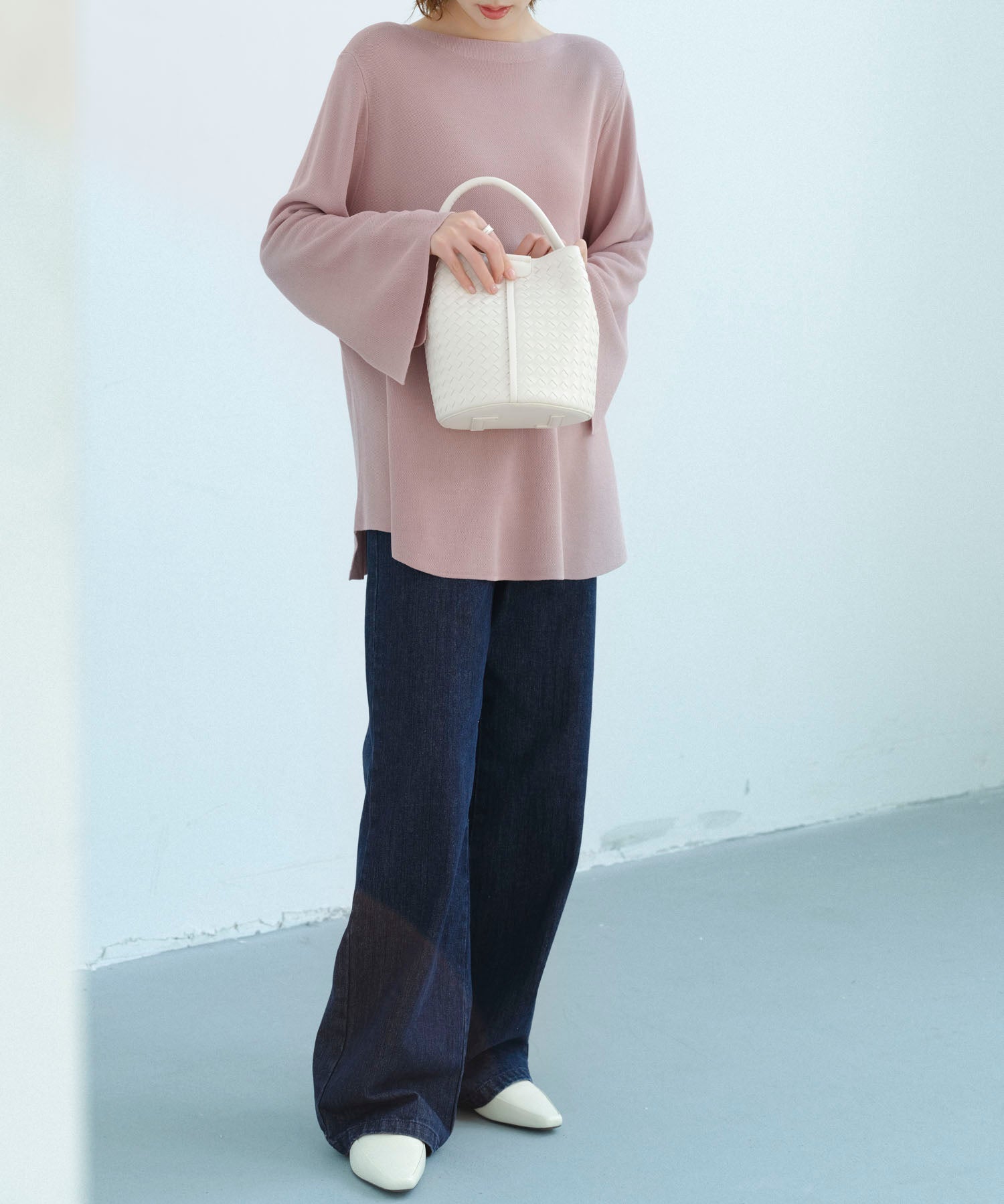 ビックシルエットフレアスリーブサマーニットプルオーバーsdpxyf9281b ピンク