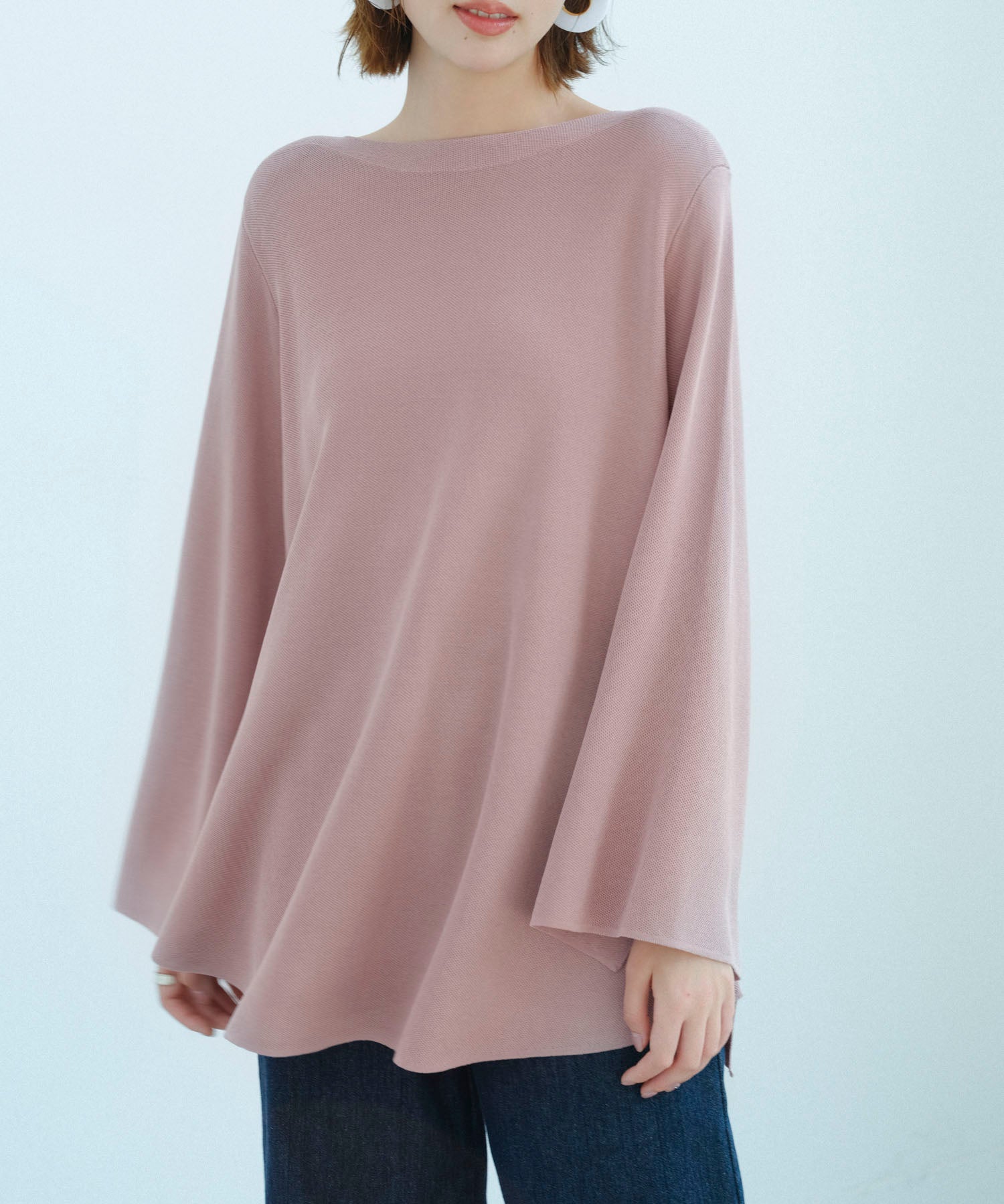 ビックシルエットフレアスリーブサマーニットプルオーバーsdpxyf9281b ピンク