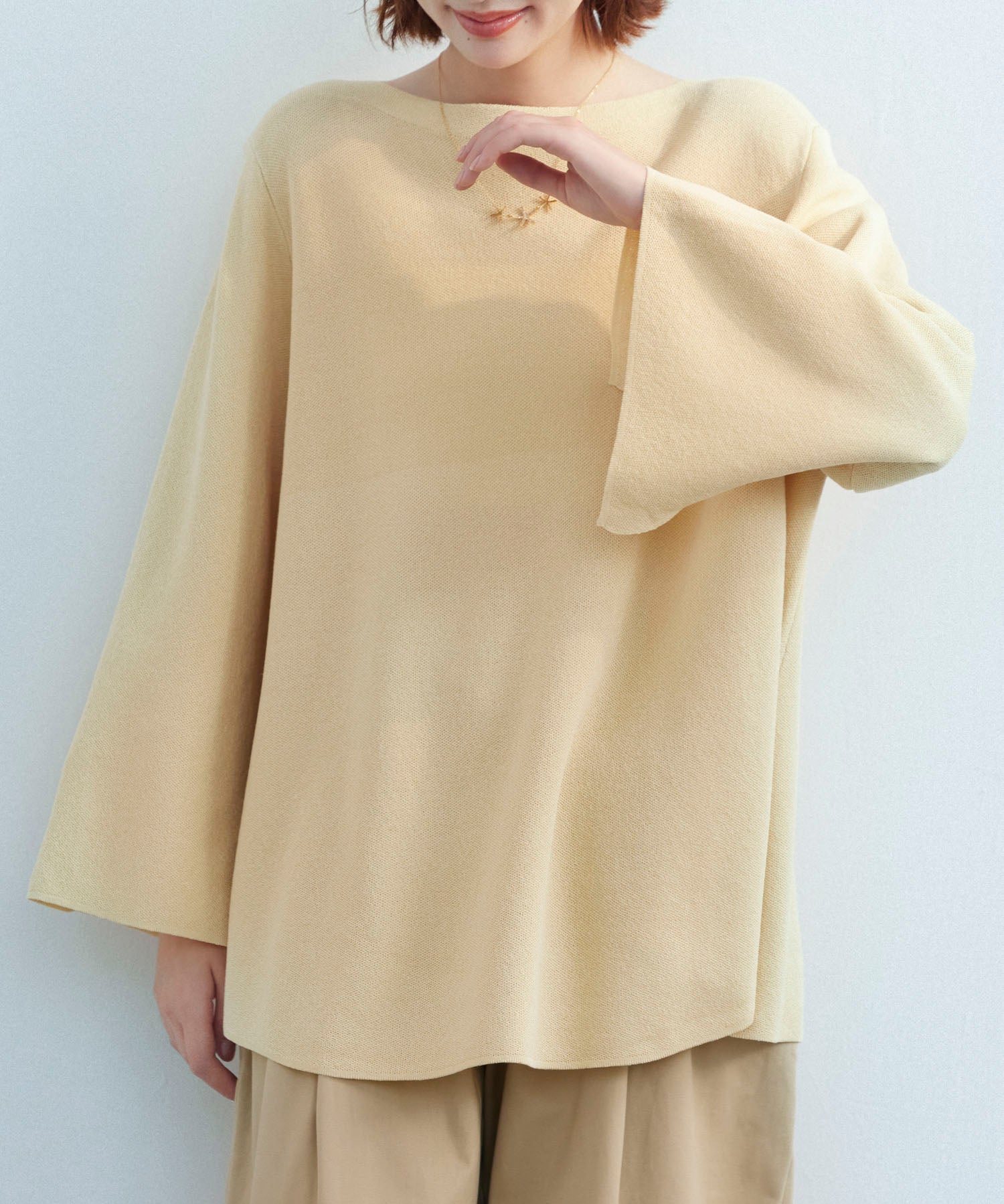 ビックシルエットフレアスリーブサマーニットプルオーバーsdpxyf9281b-103-28