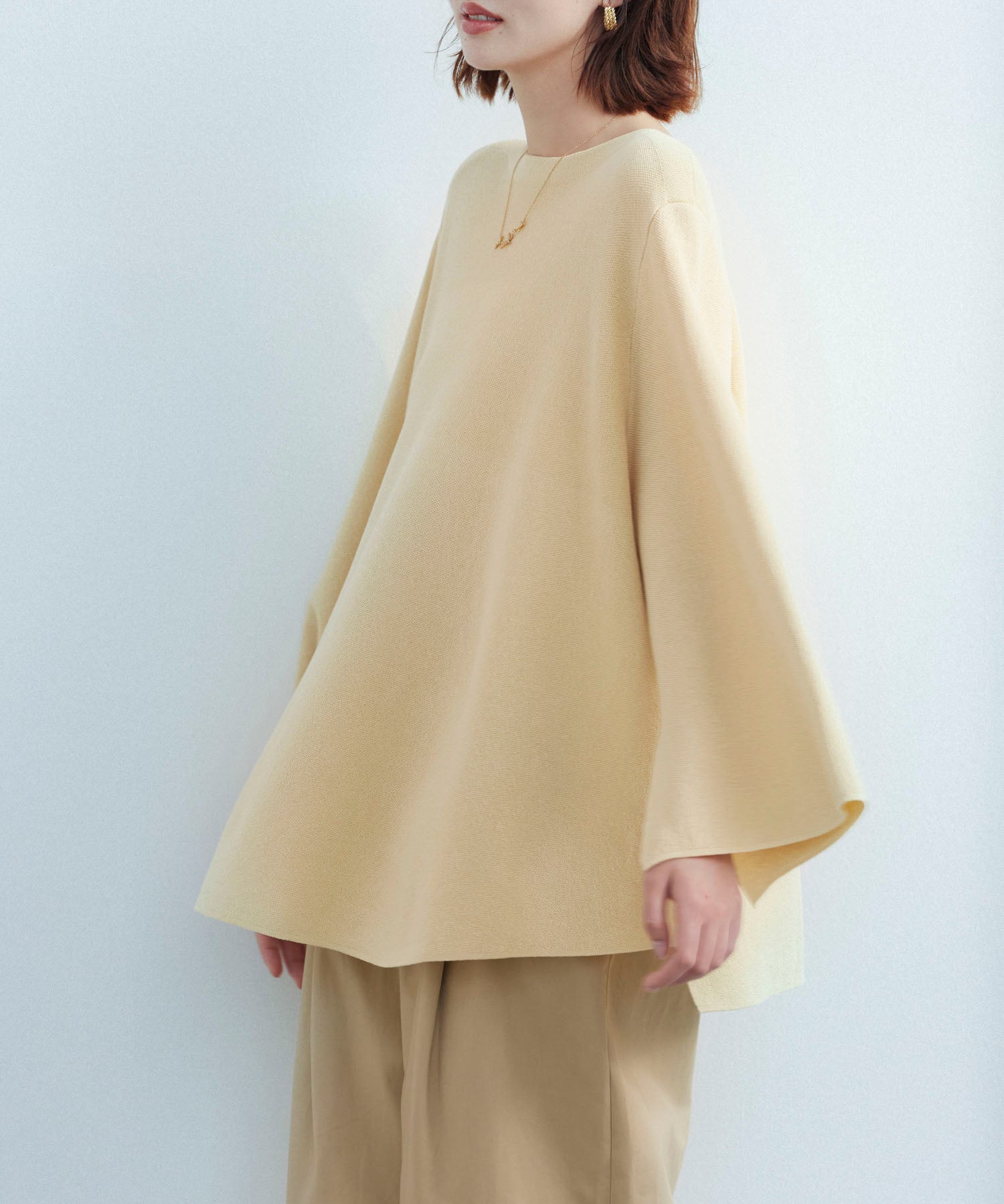 ビックシルエットフレアスリーブサマーニットプルオーバーsdpxyf9281b ライム