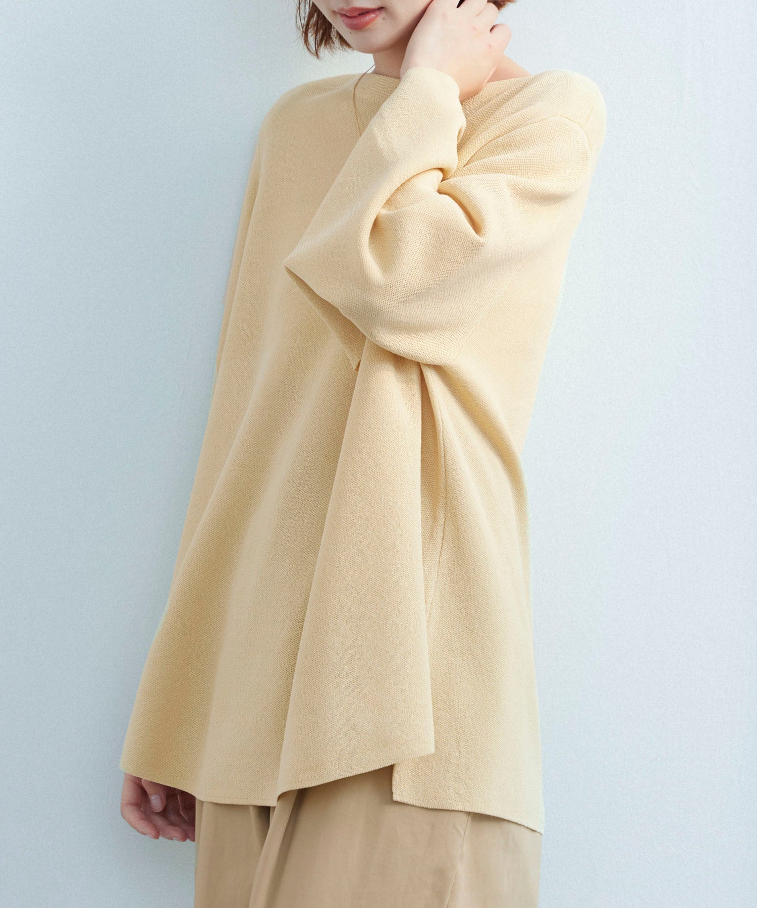 ビックシルエットフレアスリーブサマーニットプルオーバーsdpxyf9281b ライム