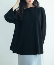 ビックシルエットフレアスリーブサマーニットプルオーバーsdpxyf9281b ブラック