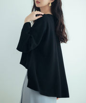 ビックシルエットフレアスリーブサマーニットプルオーバーsdpxyf9281b ブラック