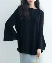 ビックシルエットフレアスリーブサマーニットプルオーバーsdpxyf9281b ブラック