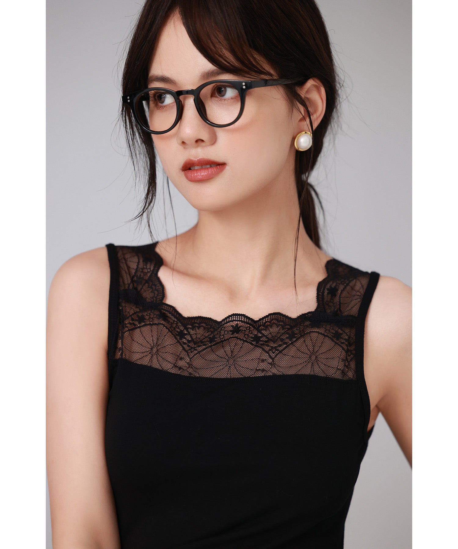 レースインナータンクトップtf003 ブラック