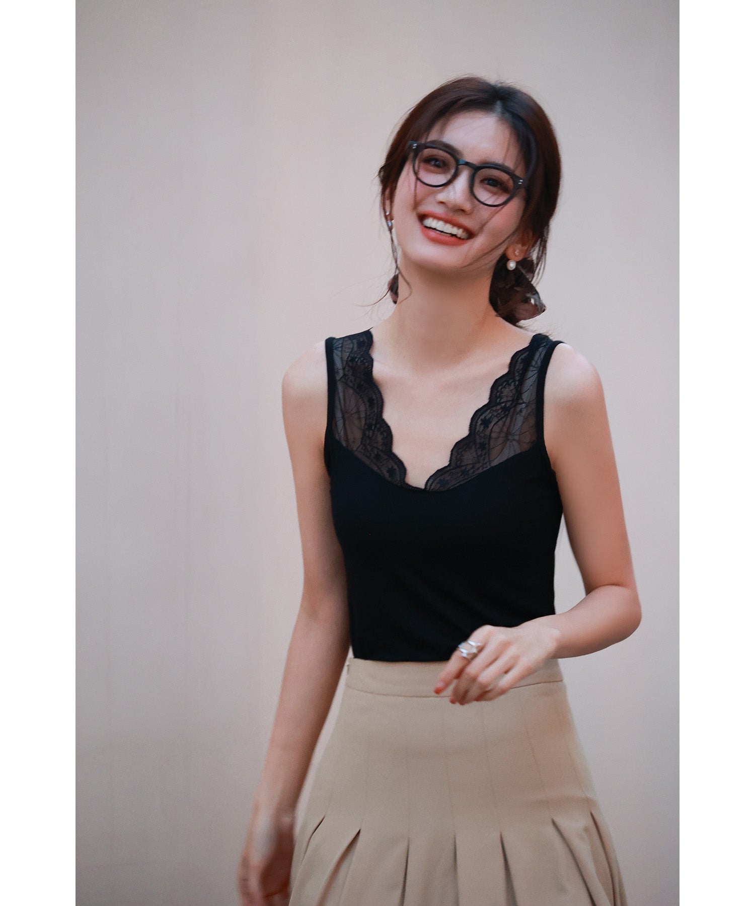 レースインナータンクトップtf003 ブラック