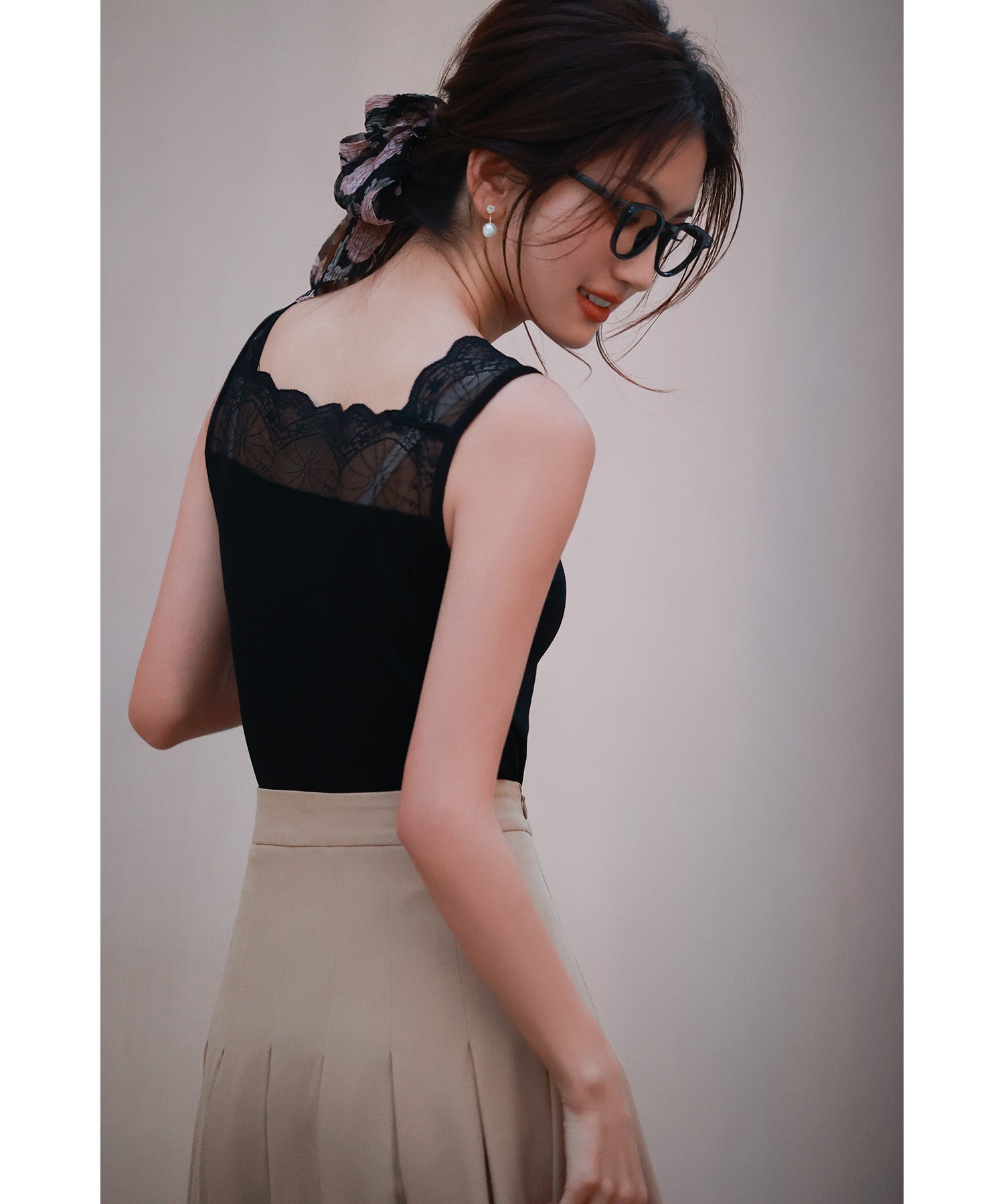 レースインナータンクトップtf003 ブラック