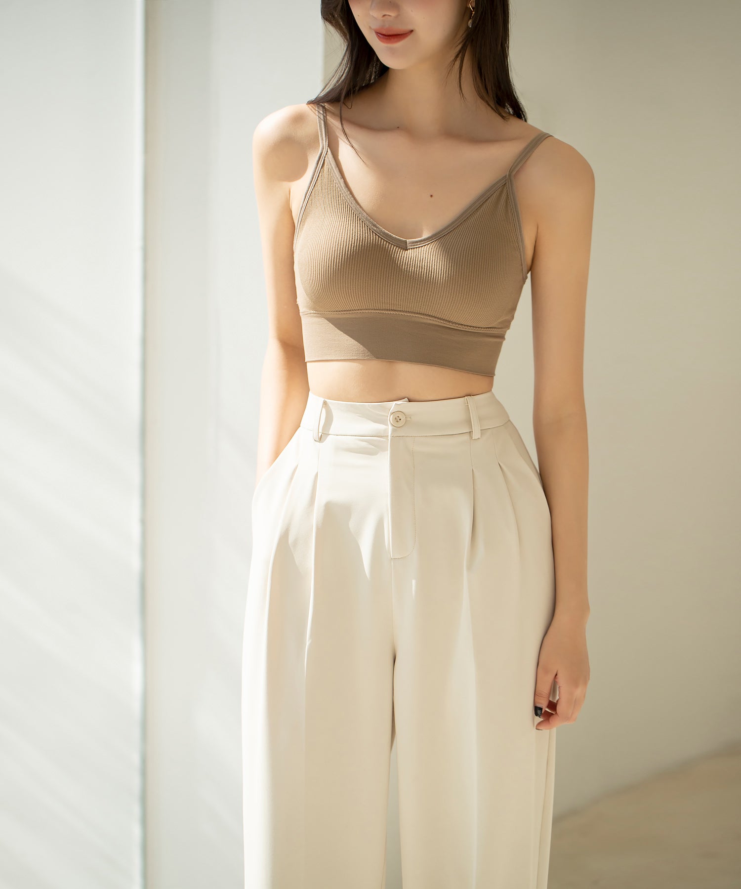 リブ編みミディ丈ブラトップtfqt6632-103-14