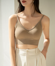 リブ編みミディ丈ブラトップtfqt6632 ベージュ