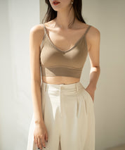 リブ編みミディ丈ブラトップtfqt6632 ベージュ