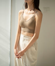 リブ編みミディ丈ブラトップtfqt6632 ベージュ