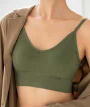 リブ編みミディ丈ブラトップtfqt6632 カーキ