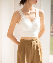 ミディ丈レースストラップブラトップtfqt6678 ホワイト