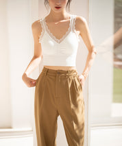 ミディ丈レースストラップブラトップtfqt6678 ホワイト