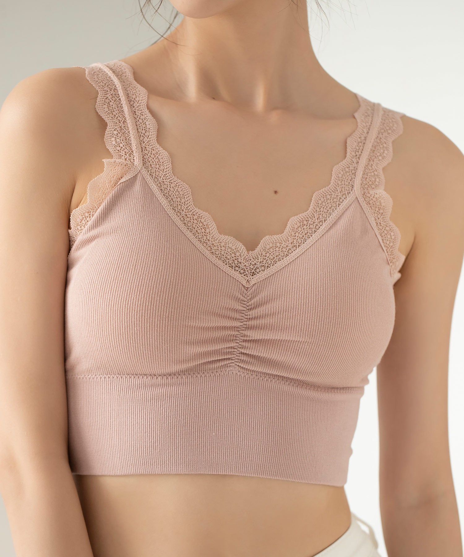 ミディ丈レースストラップブラトップtfqt6678 ピンク