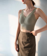 ミディ丈レースストラップブラトップtfqt6678 グリーン