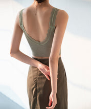 ミディ丈レースストラップブラトップtfqt6678 グリーン