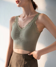 ミディ丈レースストラップブラトップtfqt6678 グリーン