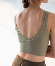 ミディ丈レースストラップブラトップtfqt6678 グリーン