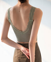 ミディ丈レースストラップブラトップtfqt6678 グリーン