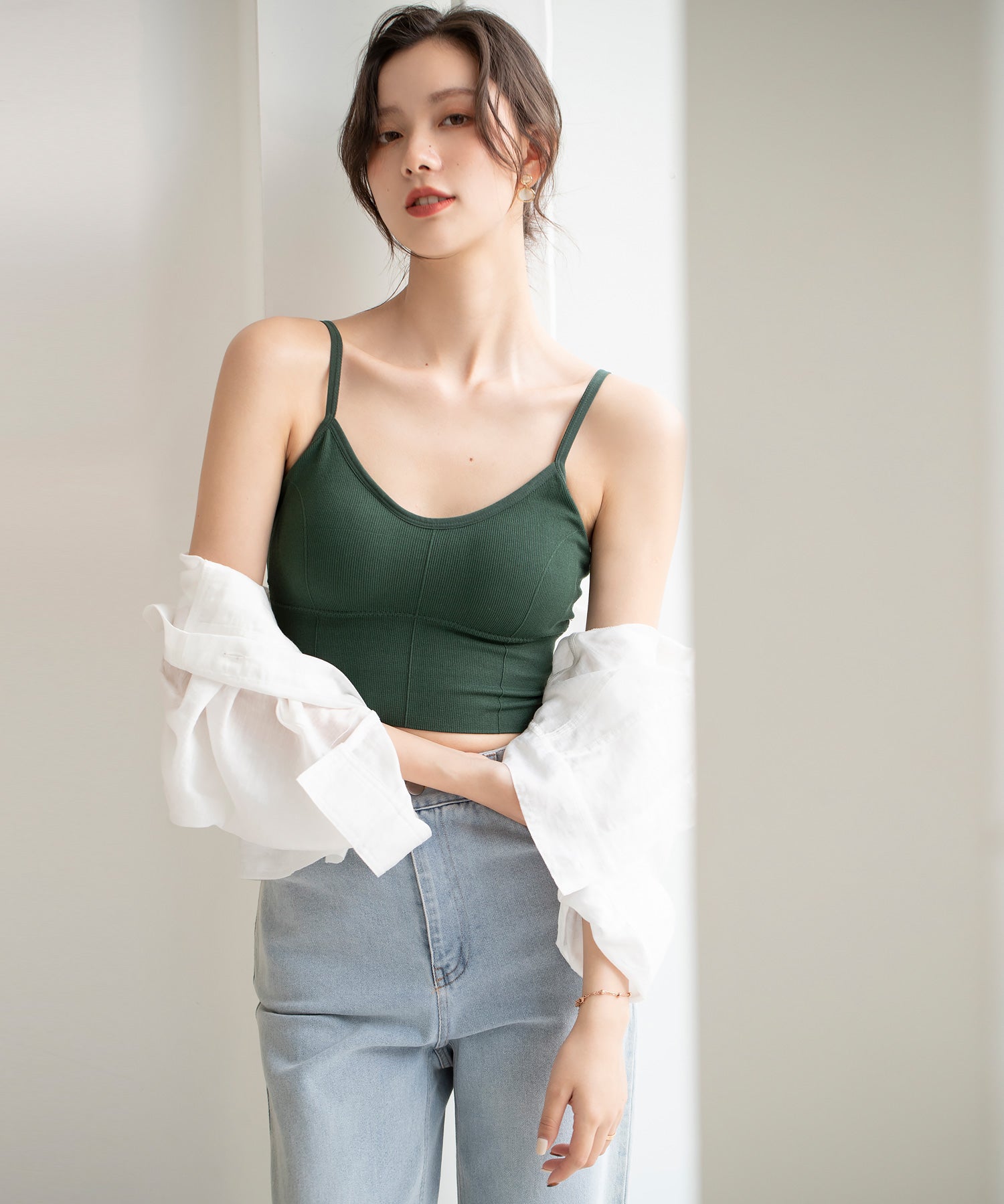 ミディ丈Uネックブラトップtfqtm759 グリーン