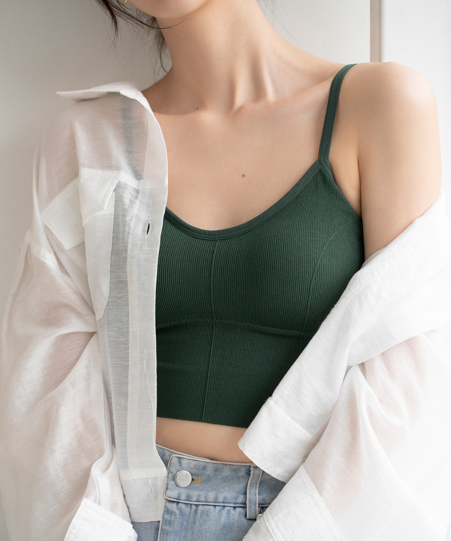 ミディ丈Uネックブラトップtfqtm759 グリーン