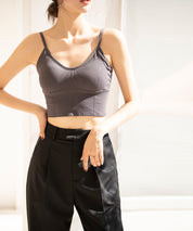 ミディ丈Uネックブラトップtfqtm759 チャコール