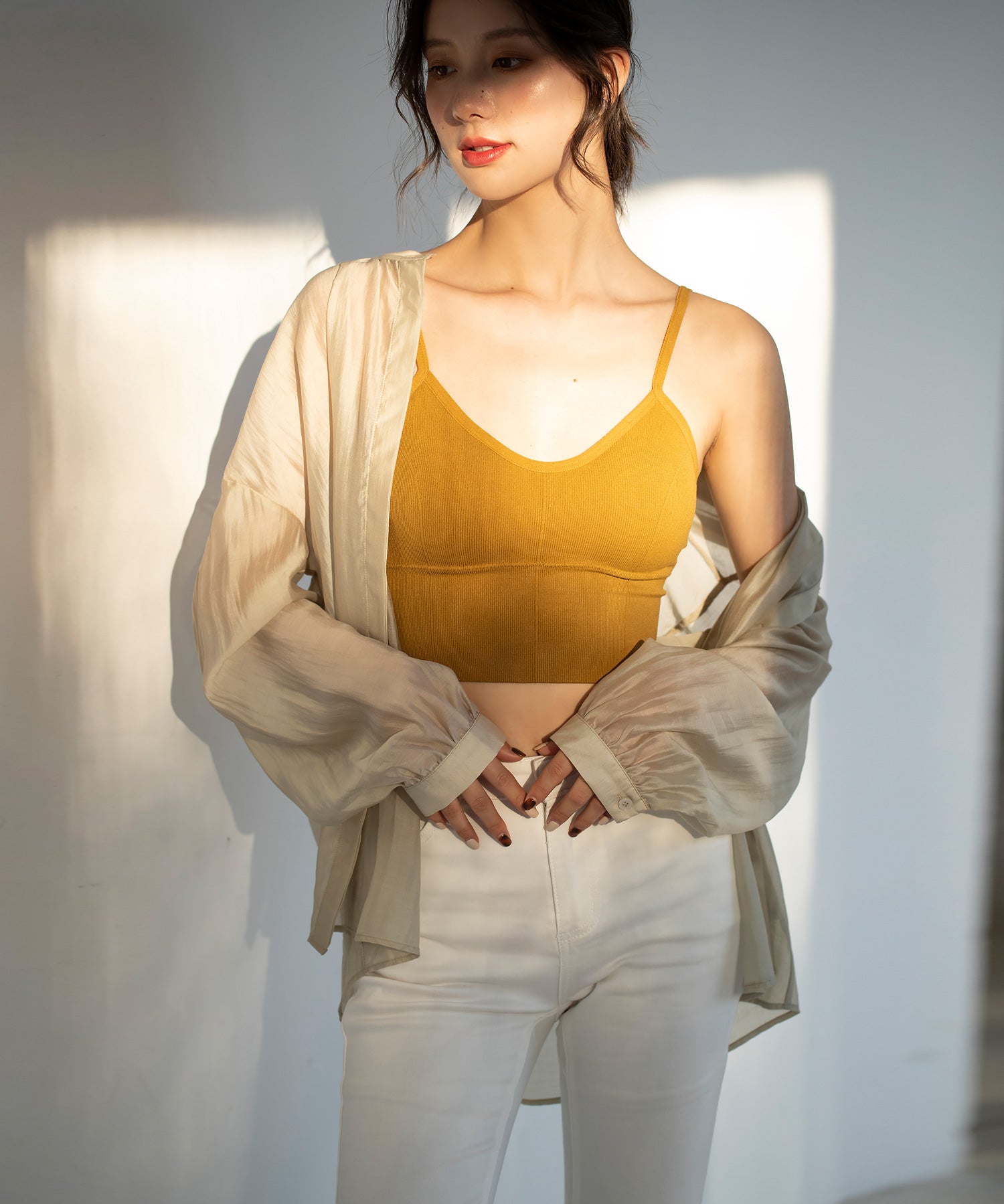 ミディ丈Uネックブラトップtfqtm759 マスタード