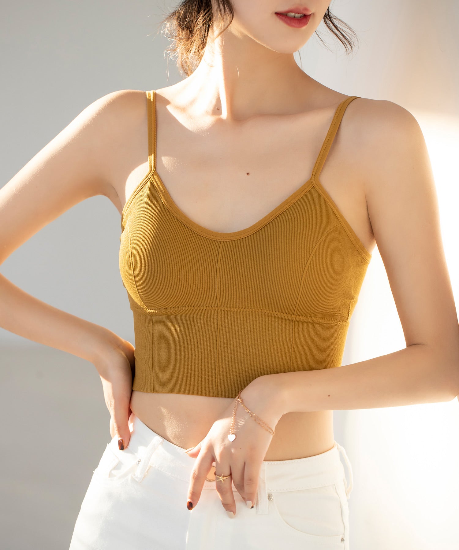 ミディ丈Uネックブラトップtfqtm759 マスタード