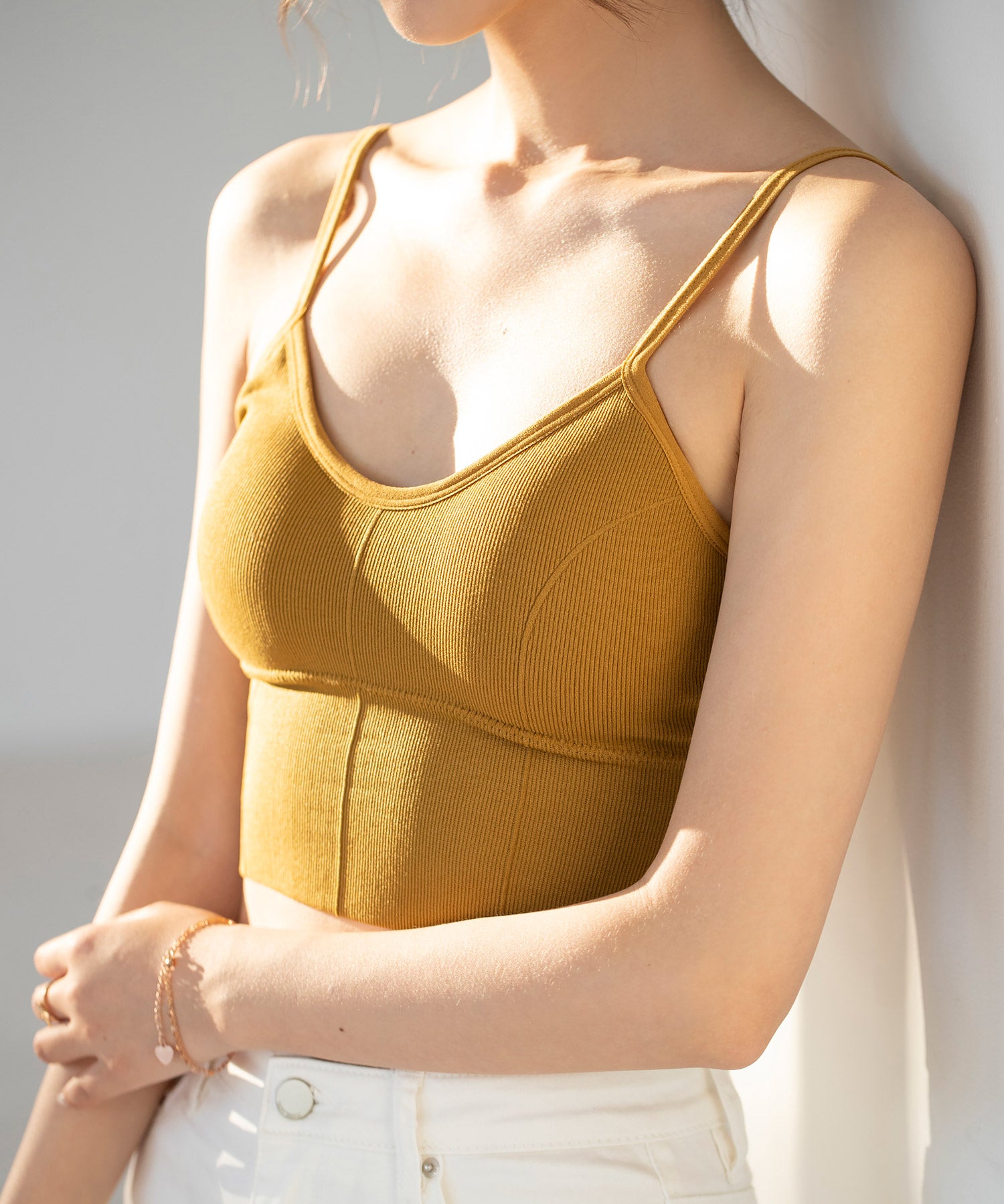 ミディ丈Uネックブラトップtfqtm759 マスタード