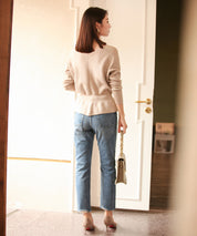 11色4size裾フレアペプラムニットトップスxy1020 ベージュ