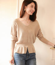 11色4size裾フレアペプラムニットトップスxy1020 ベージュ