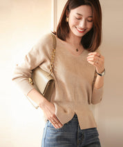 11色4size裾フレアペプラムニットトップスxy1020 ベージュ