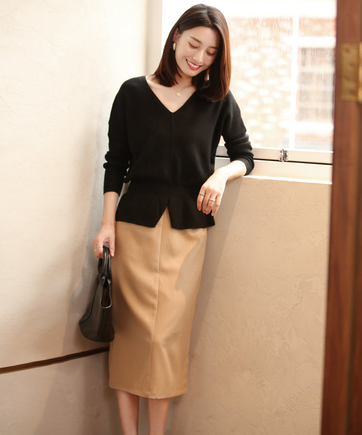 11色4size裾フレアペプラムニットトップスxy1020 ブラック