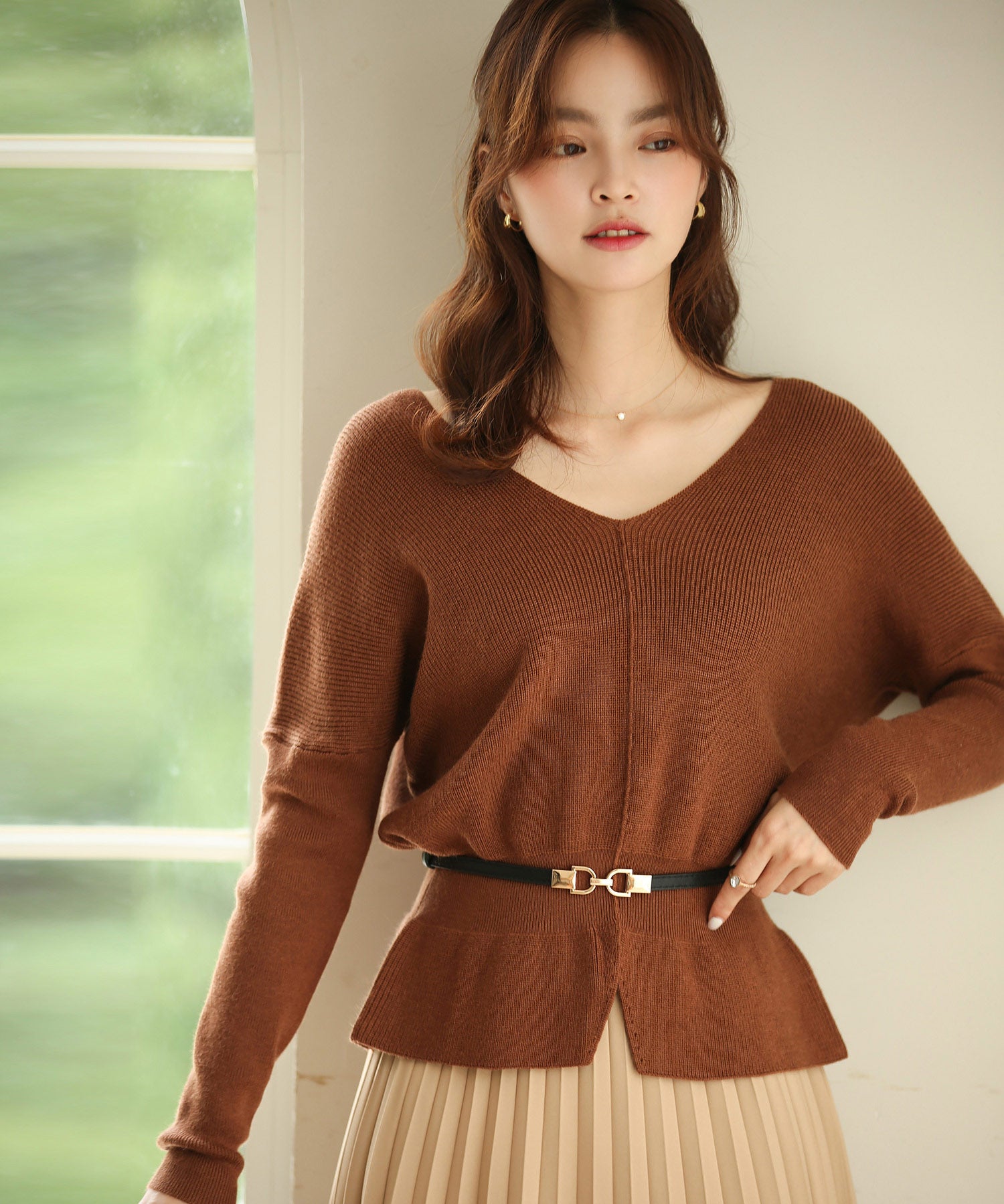 11色4size裾フレアペプラムニットトップスxy1020-s-bw