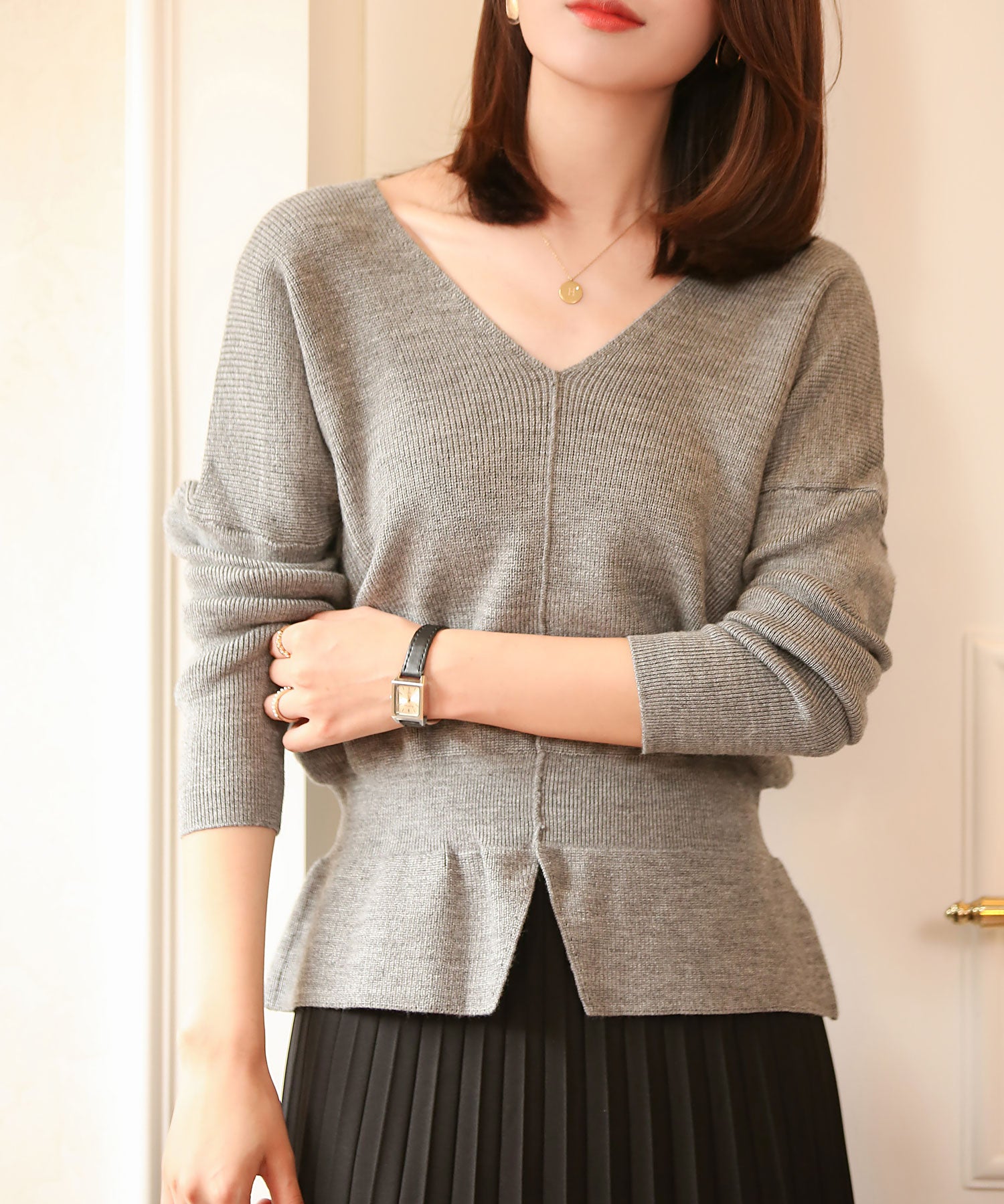 11色4size裾フレアペプラムニットトップスxy1020-s-gy