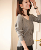 11色4size裾フレアペプラムニットトップスxy1020 グレー