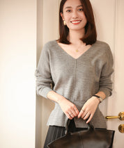 11色4size裾フレアペプラムニットトップスxy1020 グレー