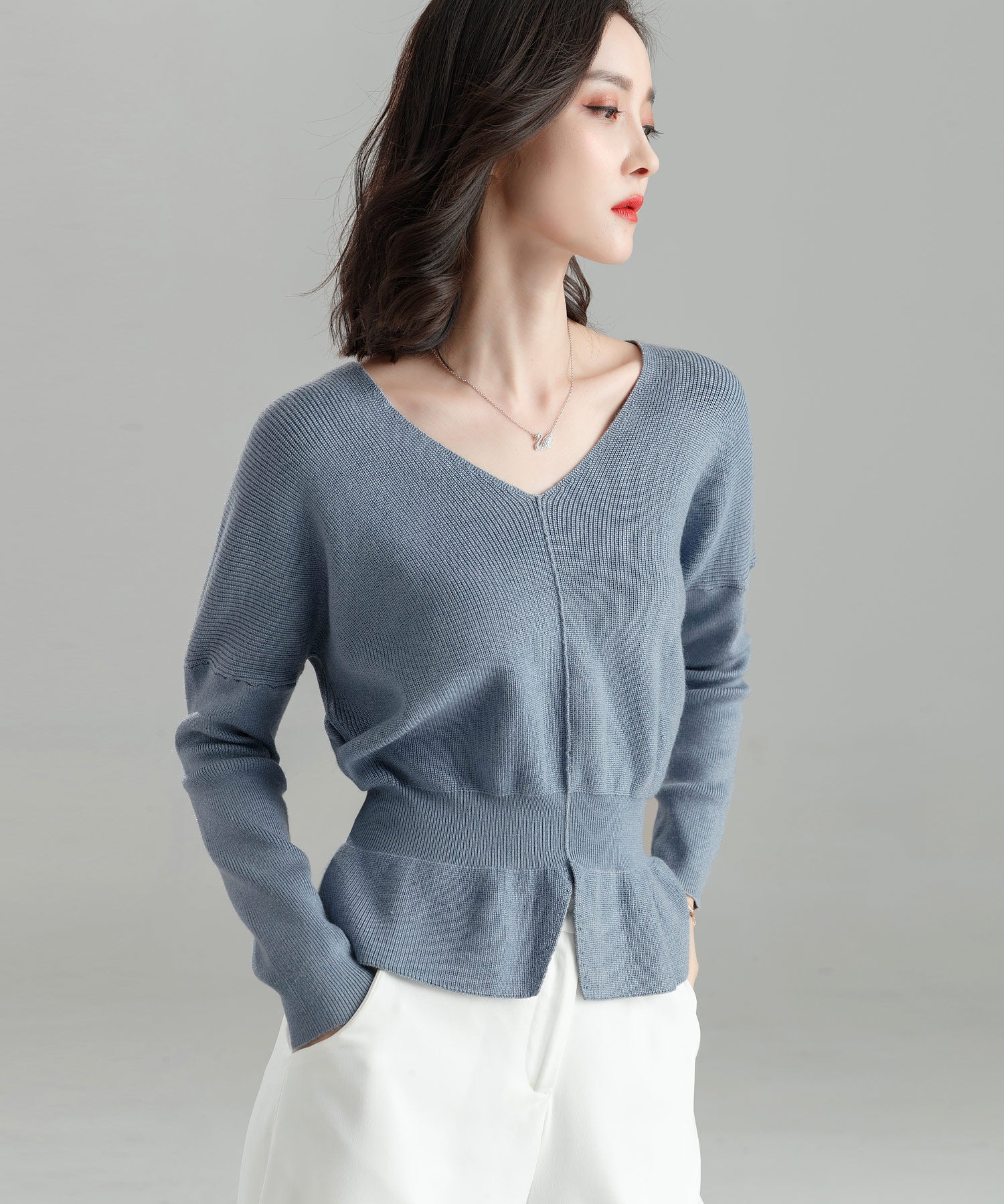 11色4size裾フレアペプラムニットトップスxy1020-s-lightblue