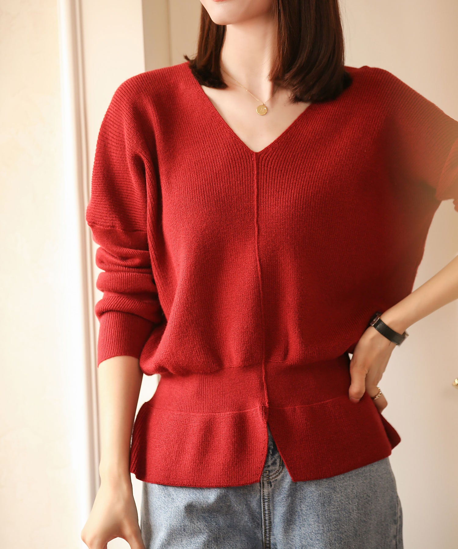 11色4size裾フレアペプラムニットトップスxy1020-s-wi