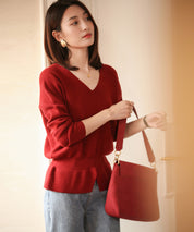 11色4size裾フレアペプラムニットトップスxy1020 ワイン