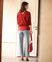 11色4size裾フレアペプラムニットトップスxy1020 ワイン