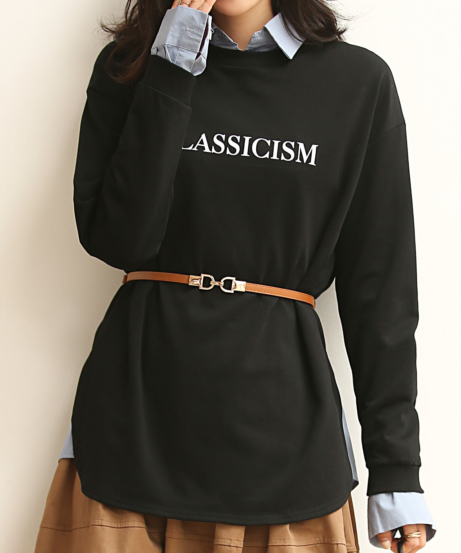 ゴールドバックル細ベルトxyf0002 ブラウン